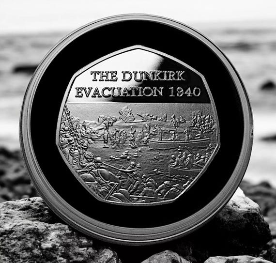 The Commemorative Coin Company Pair Of DUNKIRK EVACUATIONS 1940 Silver 24ct Gold Commemoratives Operation Dynamo The Miracle Of Dunkirk Ww2
