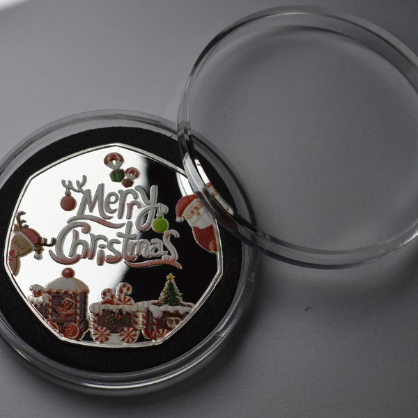 MERRY CHRISTMAS .999 Silver Commemorative in Capsule. Santa Claus Gift/Present/Stocking/Tree Xmas/Festive