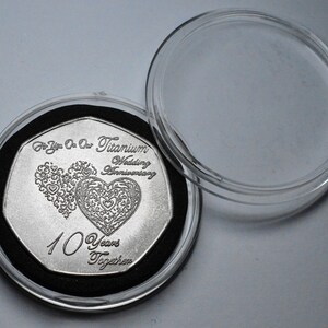 Our 10th TITANIUM WEDDING ANNIVERSARY Commemorative in Gift Box. Tin ...