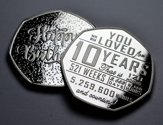10th Birthday Silver Commemorative. Gift/Present Congratulations/Party/Celebration/Ideas Celebrating 10 Years Son/Daughter/Grandson