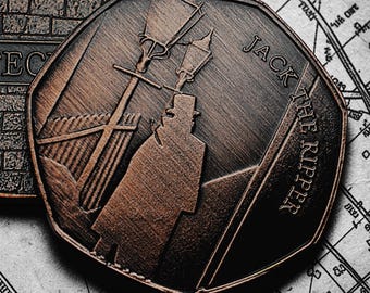 Brand New Jack the Ripper, Whitechapel Antique Bronze Commemorative Coin for Albums/Collectors/Coin Hunt 50p. Unique Item, Collectable.