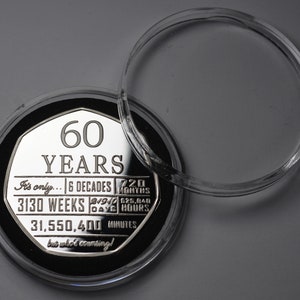 60th Birthday Silver Commemorative in Capsule. Gift/Present Congratulations/Party/Celebration/Ideas Celebrating 60 Years Sixty Sixtieth image 6
