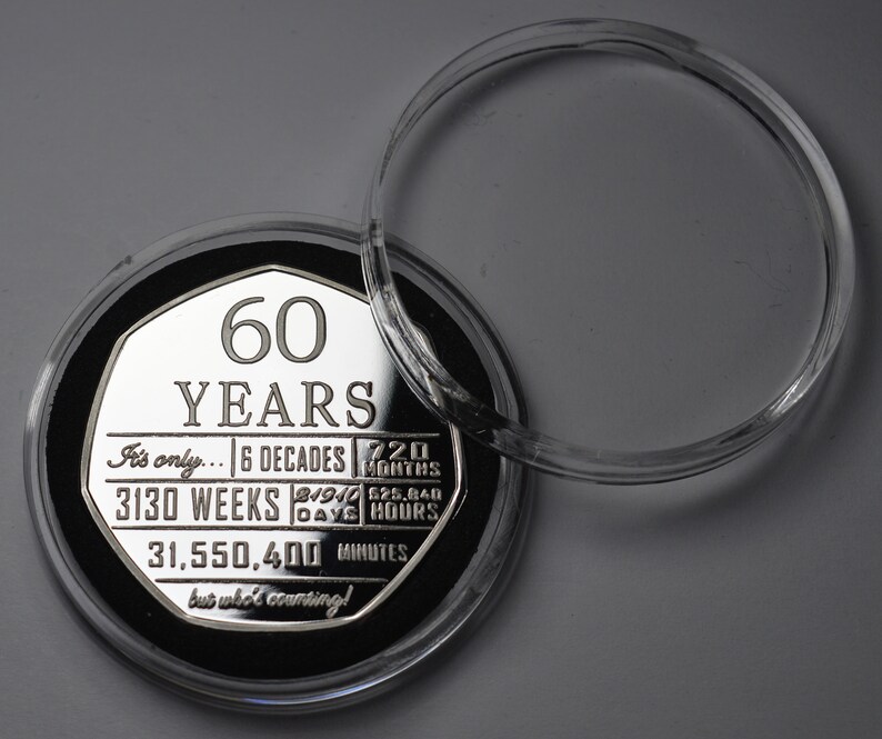 60th Birthday Silver Commemorative in Capsule. Gift/Present Congratulations/Party/Celebration/Ideas Celebrating 60 Years Sixty Sixtieth image 6