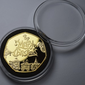 MERRY CHRISTMAS 24ct Gold Commemorative in Capsule. Santa Claus Gift/Present/Stocking/Tree Xmas/Festive Secret Santa