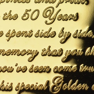 50th GOLDEN WEDDING ANNIVERSARY 24ct Gold Commemorative with Gemstone. Gift/Present 50 Fifty Years Together. Capsule image 5