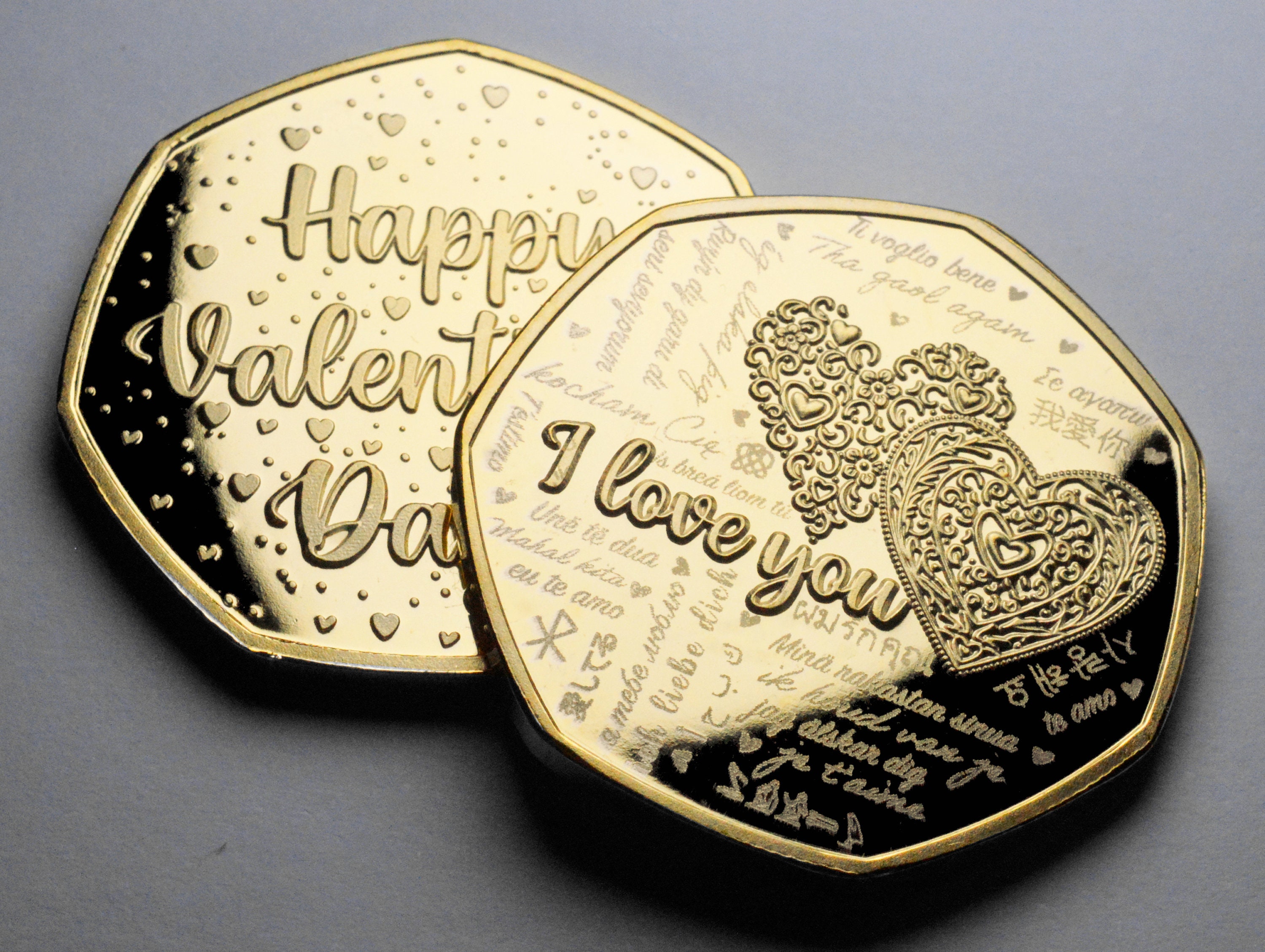 Happy Valentine&#39;s Day &#39;I Love You&#39; 24ct Gold Commemorative in Capsule. Husband/Wife/Girlfriend/Boyfriend/Partner Gift/Present