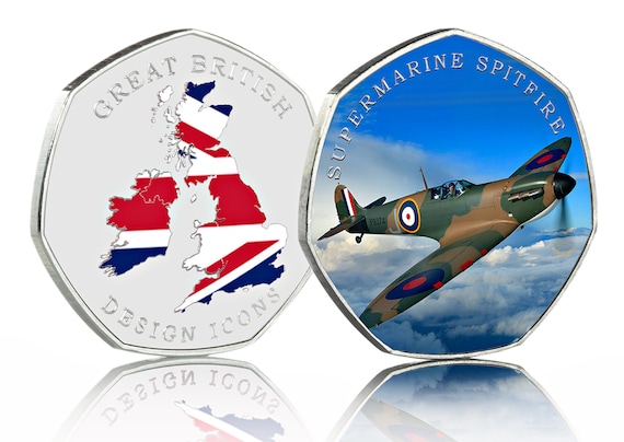 Concorde Supersonic Jet Full Colour Silver Commemorative Coin for AlbumsCollectorsCoin Hunt 50p Great British Design Icons