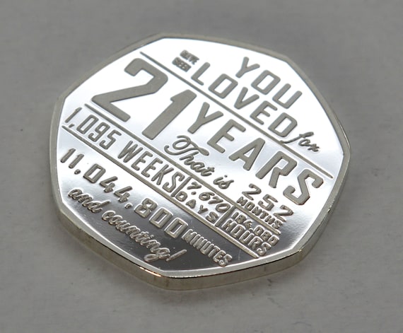 21st Birthday Silver Commemorative. Gift/Present Congratulations/Party/Celebration/Ideas Celebrating 21 Years