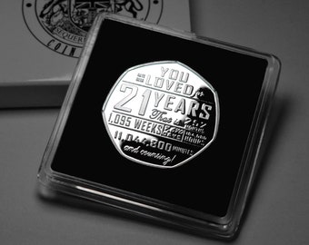 21st Birthday Silver Commemorative in Gift Case. Gift/Present Congratulations/Party/Celebration/Ideas Celebrating 21 Years