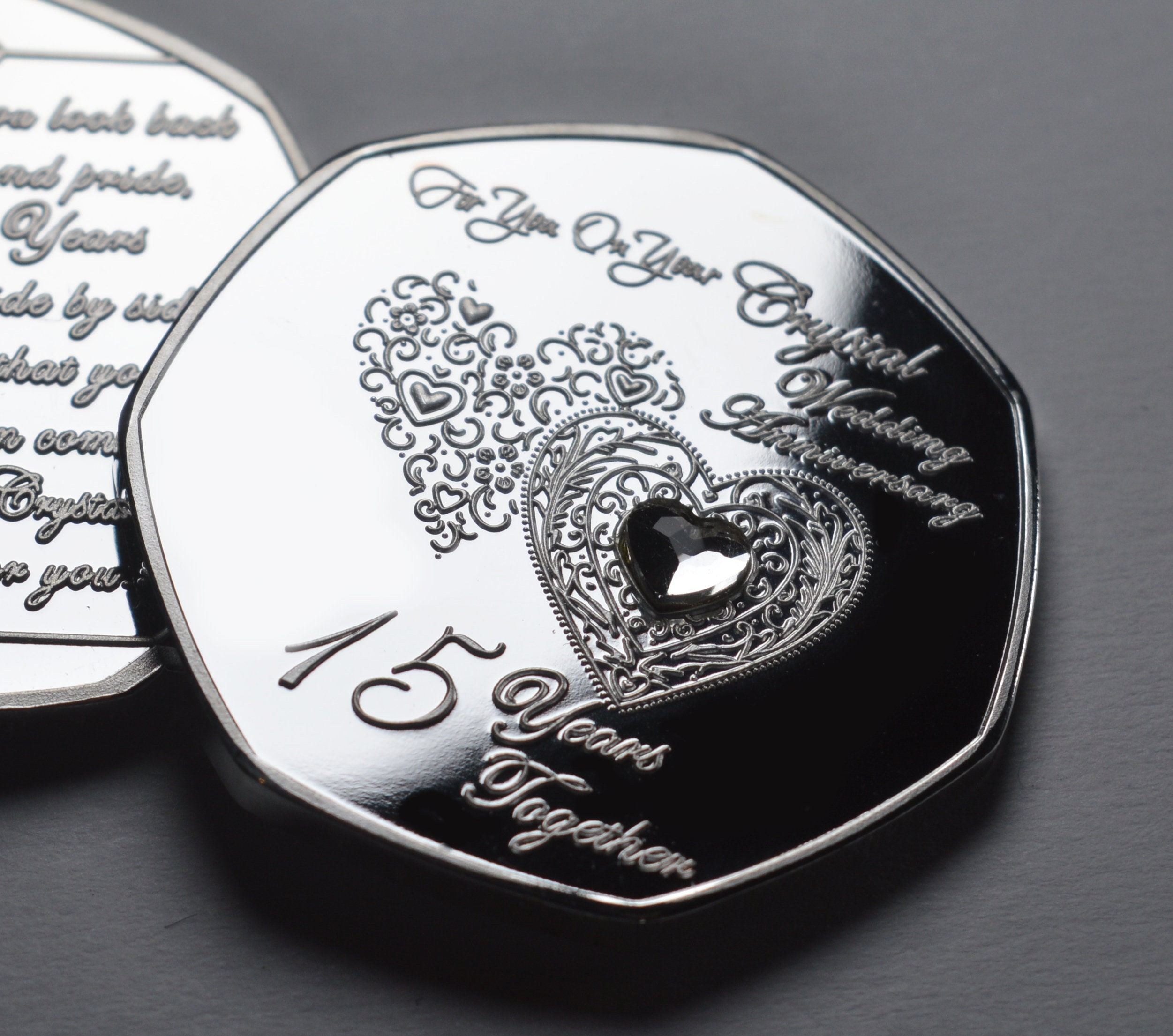 15th CRYSTAL WEDDING ANNIVERSARY .999 Silver Commemorative Etsy UK