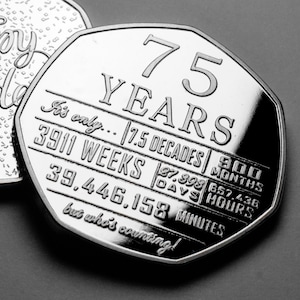 Argent commémoratif du 75e anniversaire. Cadeau/cadeau de félicitations/fête/célébration/idées pour célébrer les 75 ans des soixante-dix-septième grand-père/père