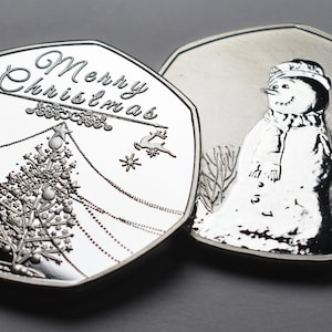 MERRY CHRISTMAS .999 Silver Commemorative. Snowman/Reindeer/Tree Gift/Present/Stocking Xmas/Festive