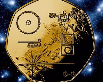 ボイジャー 1 号宇宙船 24 カラット ゴールド記念品。カプセル