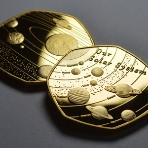 Pair of SOLAR SYSTEM Commemoratives in Free Standing 50p Coin Display ...