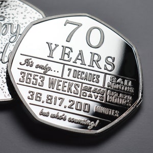 70th Birthday Silver Commemorative. Gift/Present Congratulations/Party/Celebration/Ideas Celebrating 70 Years Seventy Seventieth Grandad/Dad