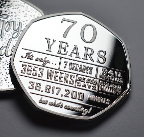 70th Birthday Silver Commemorative. Gift/Present Congratulations/Party/Celebration/Ideas Celebrating 70 Years Seventy Seventieth Grandad/Dad
