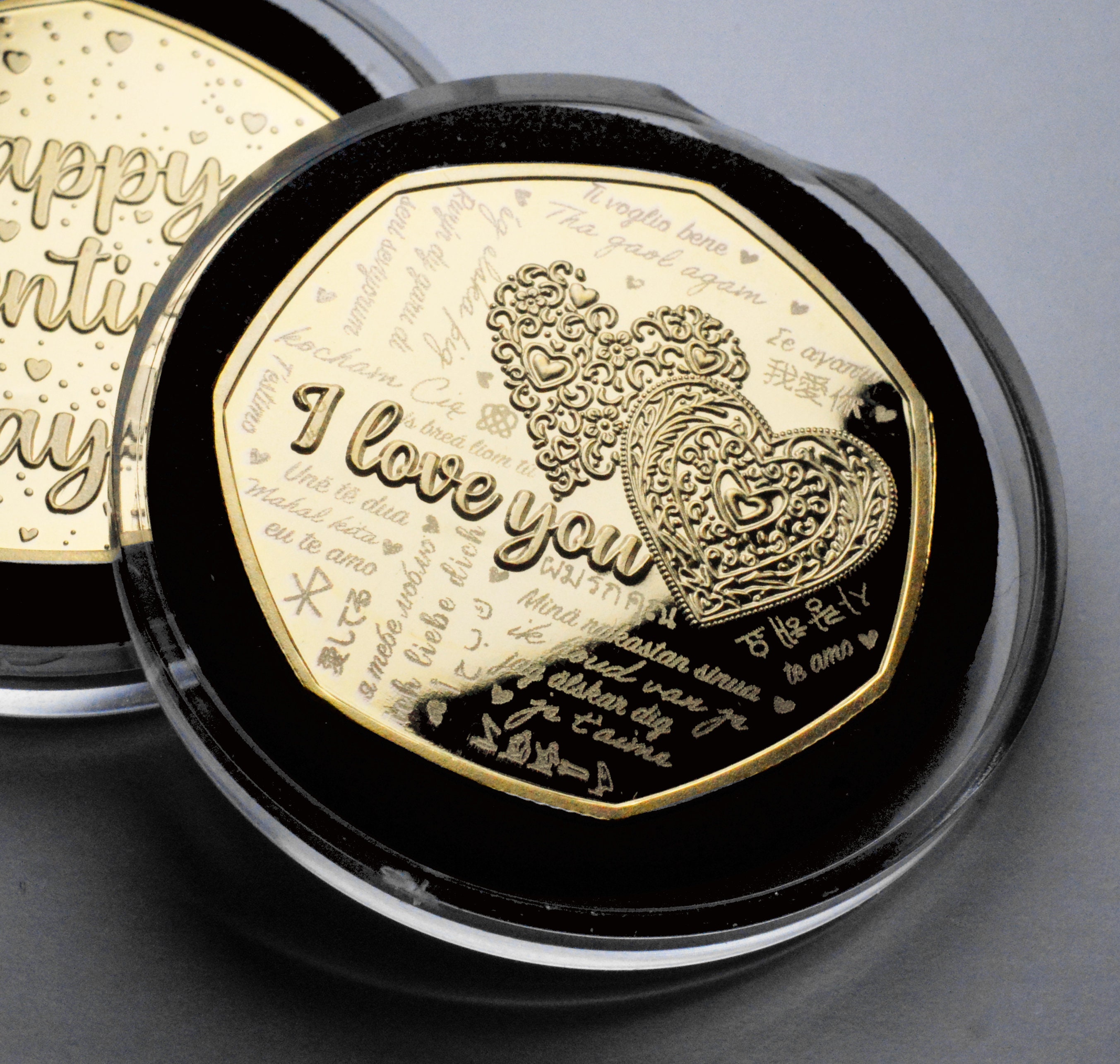 Happy Valentine&#39;s Day &#39;I Love You&#39; 24ct Gold Commemorative in Capsule. Husband/Wife/Girlfriend/Boyfriend/Partner Gift/Present