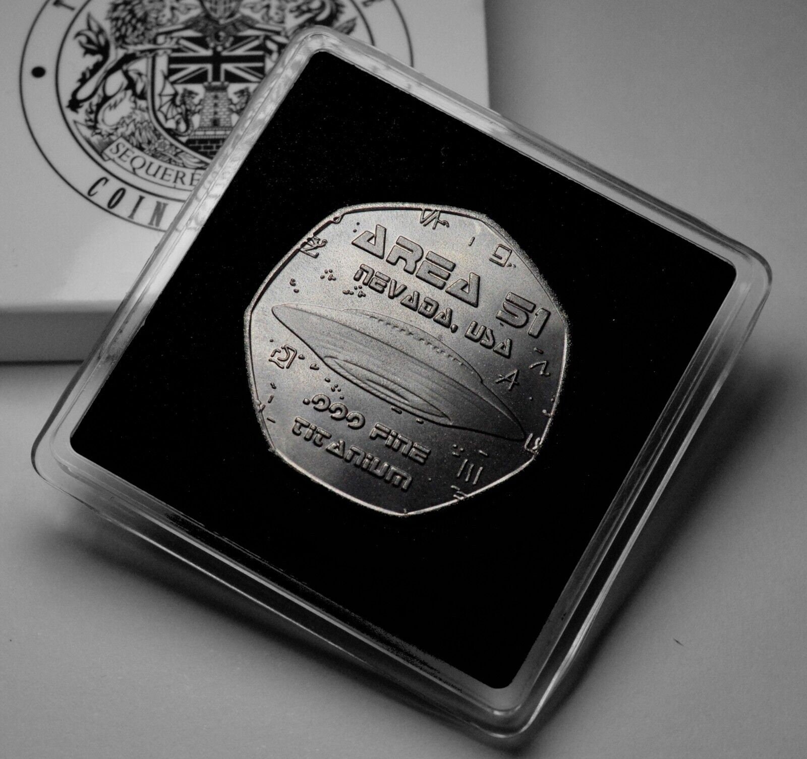 Extremely Rare .999 TITANIUM Alien Coin/artefact in Gift Case