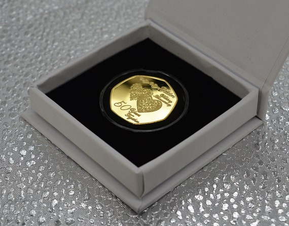 50th GOLDEN WEDDING ANNIVERSARY 24ct Gold Commemorative in Presentation/Display/Gift Box/Case and Capsule. Gift/Present 50 Years Together