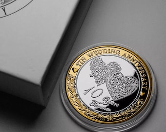 10th Tin Wedding Anniversary Dual Metal Commemorative. Gift Box. Gift/Present Partner/Husband/Wife/Couple. 10 Years Together.