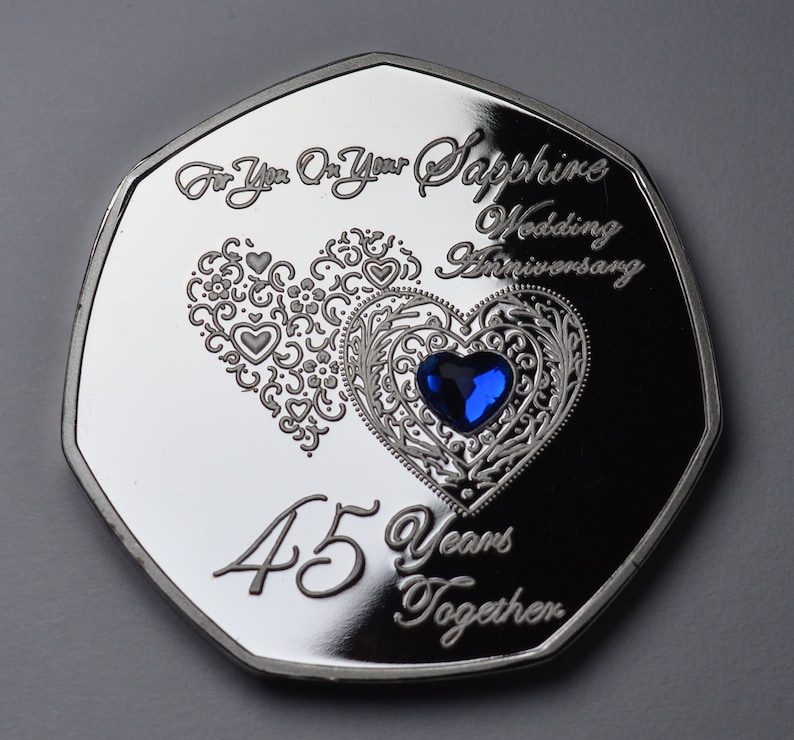 45th SAPPHIRE WEDDING ANNIVERSARY Silver Commemorative