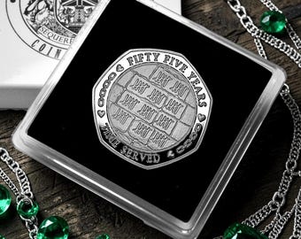 On OUR 55th EMERALD Wedding Anniversary Silver Commemorative in Gift Case. 55 Years. Partner in Crime! Gift/Present Partner/Husband/Wife