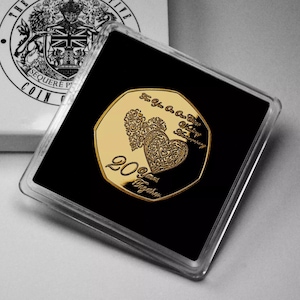 Para ti EN NUESTRO 20.º aniversario de bodas en China. Estuche de regalo conmemorativo en oro de 24 quilates. Regalo/presente/ficha para esposo/esposa/pareja por sus 20 años juntos.