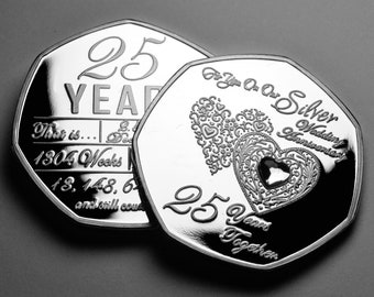 Para ti en nuestro 25.º aniversario de bodas de plata conmemorativo - Diamante. Regalo para esposo/esposa/pareja. 25 años juntos.