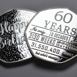 60th Birthday Silver Commemorative in Capsule. Gift/Present Congratulations/Party/Celebration/Ideas Celebrating 60 Years Sixty Sixtieth image 7