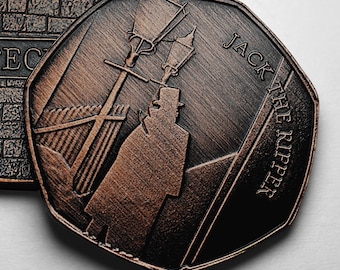 Brand New Jack the Ripper, Whitechapel Antique Bronze Commemorative Coin for Albums/Collectors/Coin Hunt 50p. Collectable, Unique Item.