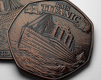 RMS TITANIC Antique Bronze Commemorative Coin. World Heritage Site/Wreck. 1912 White Star Line, Ocean Liner, Olympic Class