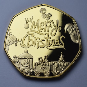 MERRY CHRISTMAS 24ct Gold Commemorative. Santa Claus Gift/Present/Stocking/Tree Xmas/Festive