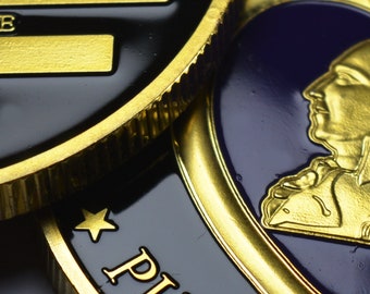 Moneda Conmemorativa CORAZÓN PÚRPURA. Premio/Mérito/Medalla Militar. Oro de 24 quilates, esmalte 40 mm 30 g EE. UU.