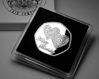 Happy Birthday Silver Commemorative in Hard Gift Case. Gift/Present Husband/Wife/Partner/Boyfriend/Girlfriend. I Love You.