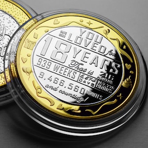18th Birthday Dual Metal Silver & 24ct Gold Commemorative in Capsule. Gift/Present Celebrating 18 Years Son/Daughter Grandson/Granddaughter