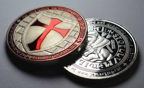 Large Masonic Knights Templar .999 Silver Coin with Red Enamel. Freemasonry/Masons/Freemasons Lodge/Order Capsule