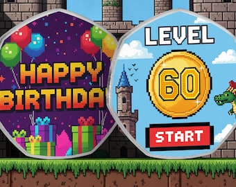60th Birthday Full Colour Silver Commemorative Coin. 60 Years Gift/Present Retro/Gaming Congrats Celebrating Dad/Mom/Son/Daughter/Friend