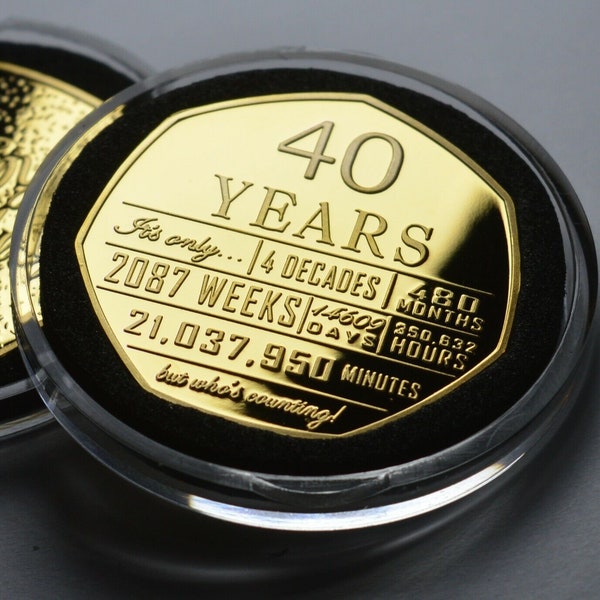 40th Birthday 24ct Gold Commemorative in Capsule. Gift/Present Congratulations/Party/Celebration/Ideas Celebrating 40 Forty Years Fortieth