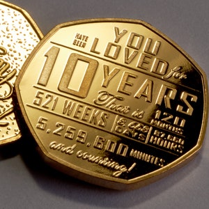 10. Geburtstag 24 Karat Gold Gedenkmarke. Geschenk / Geschenk Glückwünsche / Party / Feier / Ideen, die 10 Jahre Sohn / Tochter / Enkel feiern