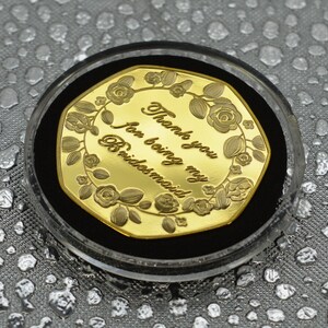 Thank you for Being my Bridesmaid 24ct Gold Wedding Day Commemorative in Capsule. Gift/Present/Favour Thank You.