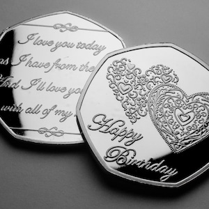 Happy Birthday Silver Commemorative. Gift/Present Husband/Wife/Partner. I Love You