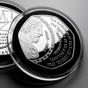 Marcus Aurelius Stoic/Stoicism Silver Commemorative Coin. Capsule. Cardinal Virtues. Gift/Present Token/Memento