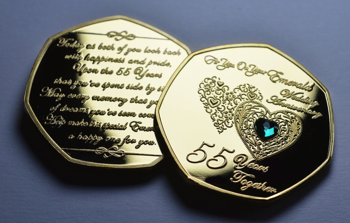 55th EMERALD WEDDING ANNIVERSARY 24ct Gold Commemorative with | Etsy