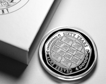 Our 60th DIAMOND WEDDING ANNIVERSARY Silver Commemorative Coin in Gift Box. Partner in Crime! Gift/Present Husband/Wife. 60 Years Together.
