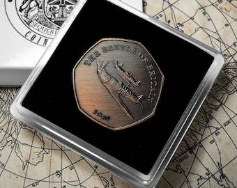 The Battle of Britain & Supermarine Spitfire Antique Bronze Commemorative Coin. Gift Case. WW2 1940 Albums/Collectable/British History