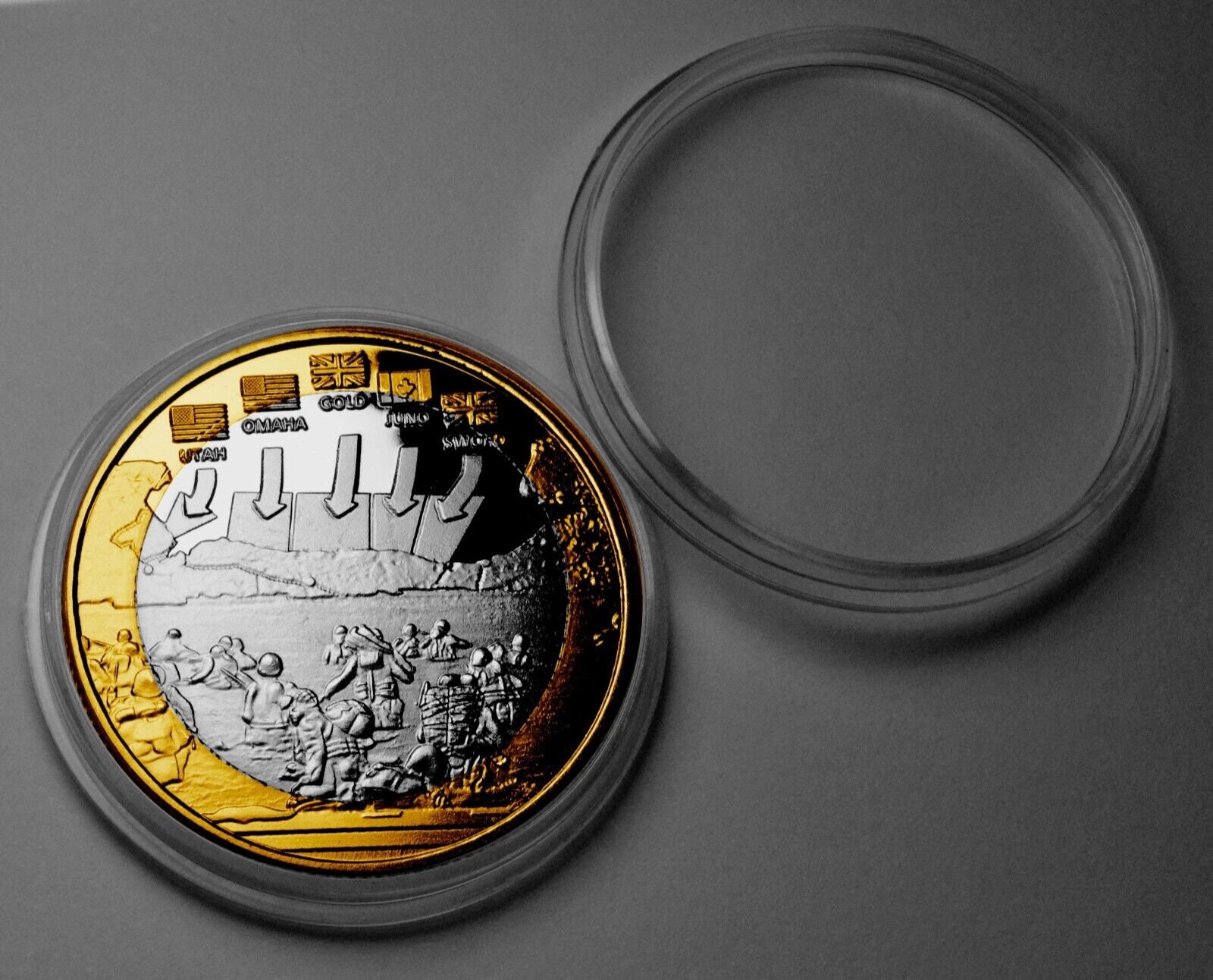 24ct Gold D-day Landings Commemorative Coin in Capsule. Winston