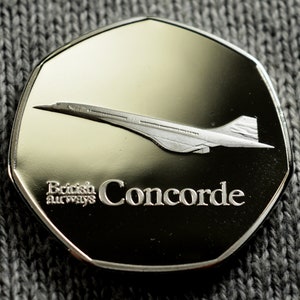 Extremely Rare Concorde Silver Commemorative Coin for Albums/Collectors/Coin Hunt 50p NEW