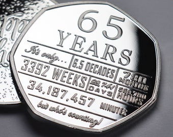 65th Birthday Silver Commemorative. &#39;But Who&#39;s Counting&#39;. Gift/Present Congratulations/Party/Celebration/Ideas Celebrating 65 Years