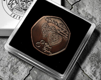 On Our 8th BRONZE WEDDING ANNIVERSARY Commemorative Coin in Gift Case. Bronze. 8 Years of Marriage. Gift/Present for Partner/Husband/Wife