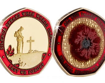 Conmemorativo del Armisticio/Recuerdo con Amapola Bordada, Esmalte Rojo y Recubrimiento de Resina. Primera Guerra Mundial Segunda Guerra Mundial. Artículo único. Cápsula